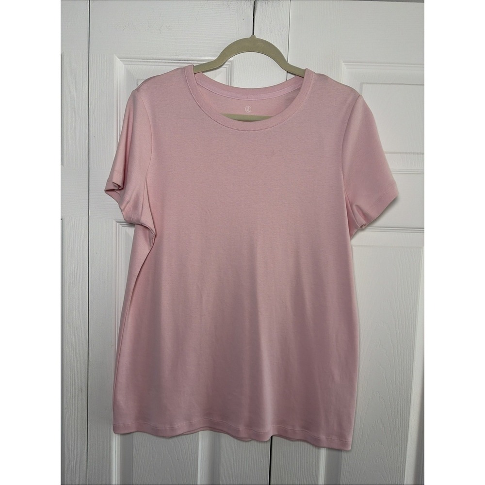 Lands End Shaped Crew T-Shirt Womens Size XL Pink Cotton Short Sleeve Basic Tee
